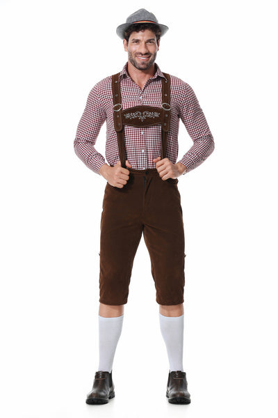 Traje Tradicional Bávaro para Festivales - Conjunto de 3 Piezas con Sombrero y Camisa Cuadriculada - Image 17