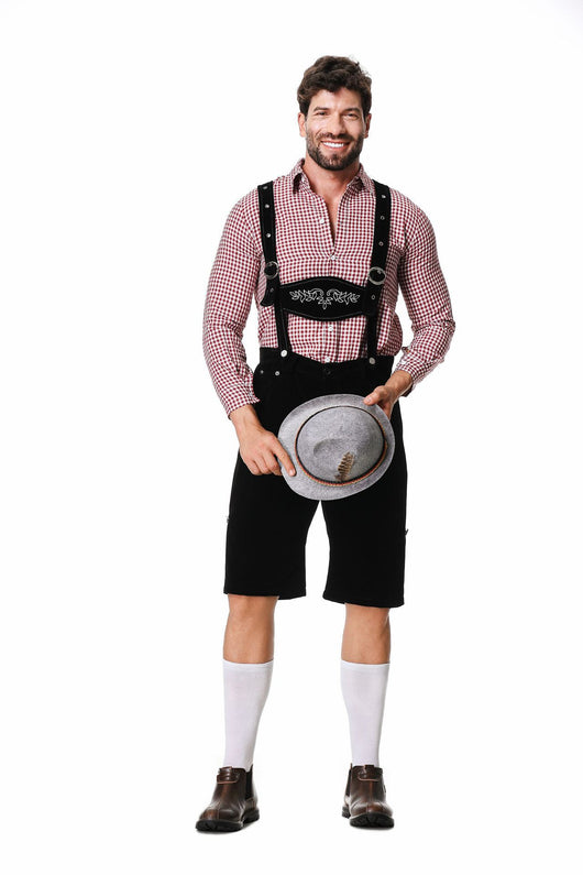 Traje Tradicional Bávaro para Festivales - Conjunto de 3 Piezas con Sombrero y Camisa Cuadriculada - Image 18