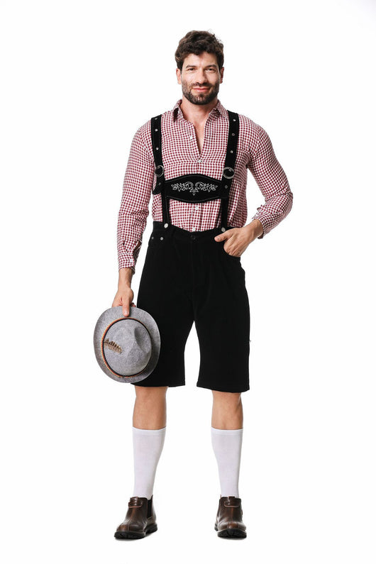 Traje Tradicional Bávaro para Festivales - Conjunto de 3 Piezas con Sombrero y Camisa Cuadriculada - Image 20