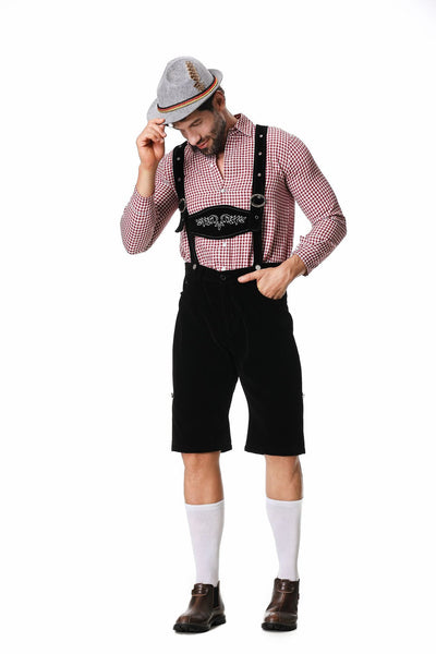 Traje Tradicional Bávaro para Festivales - Conjunto de 3 Piezas con Sombrero y Camisa Cuadriculada - Image 21