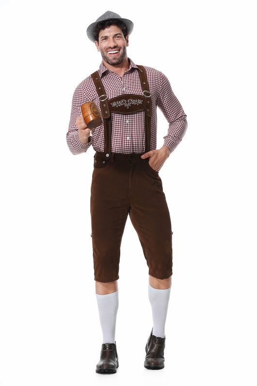 Traje Tradicional Bávaro para Festivales - Conjunto de 3 Piezas con Sombrero y Camisa Cuadriculada - Image 22