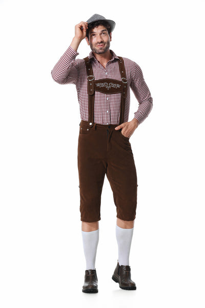 Traje Tradicional Bávaro para Festivales - Conjunto de 3 Piezas con Sombrero y Camisa Cuadriculada - Image 24