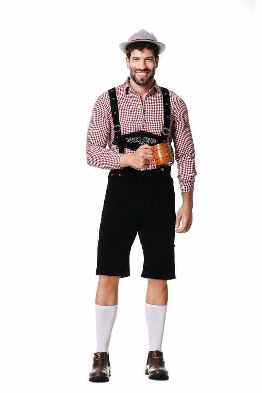 Traje Tradicional Bávaro para Festivales - Conjunto de 3 Piezas con Sombrero y Camisa Cuadriculada - Image 26