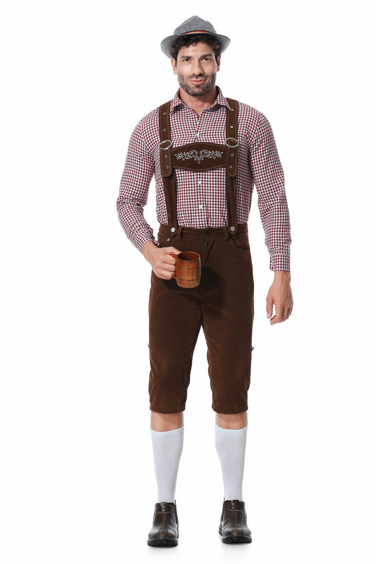 Traje Tradicional Bávaro para Festivales - Conjunto de 3 Piezas con Sombrero y Camisa Cuadriculada - Image 28