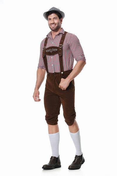 Traje Tradicional Bávaro para Festivales - Conjunto de 3 Piezas con Sombrero y Camisa Cuadriculada - Image 32
