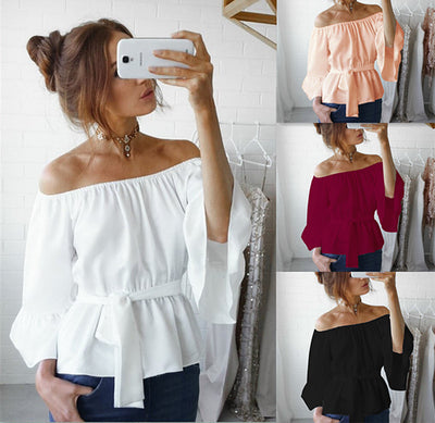 Blusa de Gasa Hombro Descubierto para Mujer - Image 8