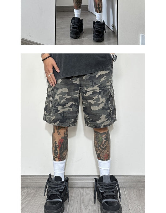 Pantalones Cortos de Trabajo Camuflaje Estilo Americano con Múltiples Bolsillos - Image 13