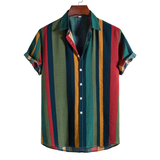 Camisa Casual de Rayas para Hombre - Manga Corta - Image 20