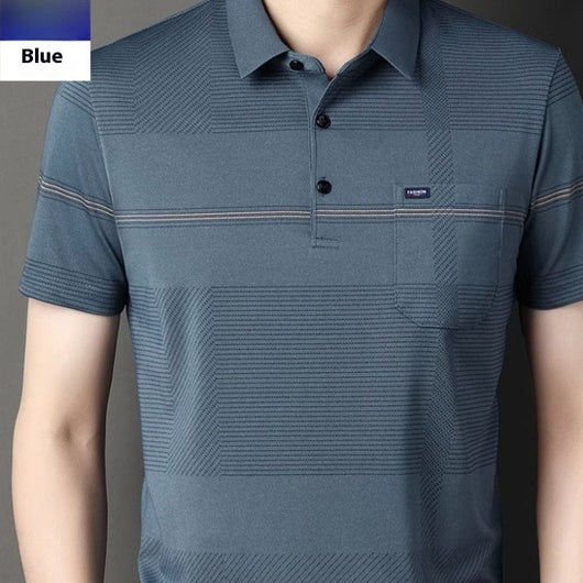 Polo Manga Corta con Rayas y Solapa para Hombre - Image 12
