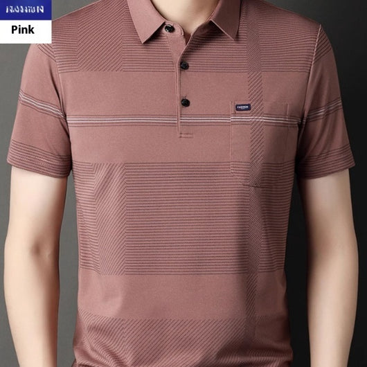 Polo Manga Corta con Rayas y Solapa para Hombre - Image 13
