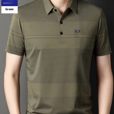 Polo Manga Corta con Rayas y Solapa para Hombre - Image 14
