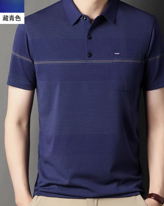Polo Manga Corta con Rayas y Solapa para Hombre - Image 15