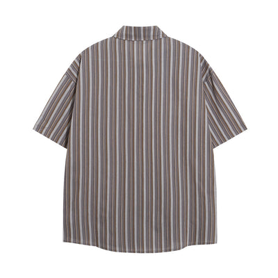 Camisa Suelta de Rayas Verticales para Hombre - Image 19