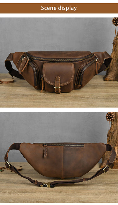 Bolso Pecho Cuero Retro Multifuncional Estilo Motociclista - Image 24