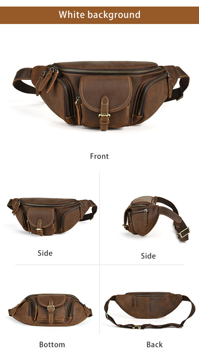 Bolso Pecho Cuero Retro Multifuncional Estilo Motociclista - Image 25