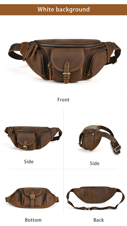 Bolso Pecho Cuero Retro Multifuncional Estilo Motociclista - Image 25
