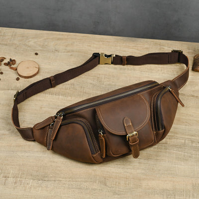 Bolso Pecho Cuero Retro Multifuncional Estilo Motociclista - Image 26