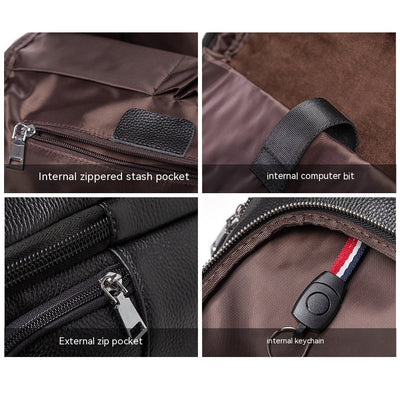 Mochila de Viaje en Cuero Genuino para Hombre - Image 9