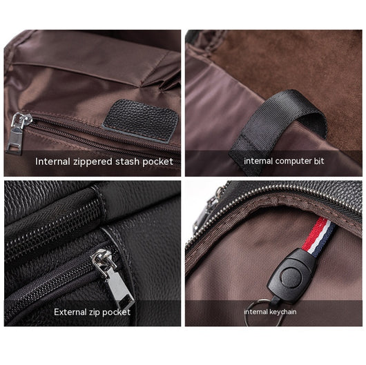 Mochila de Viaje en Cuero Genuino para Hombre - Image 9