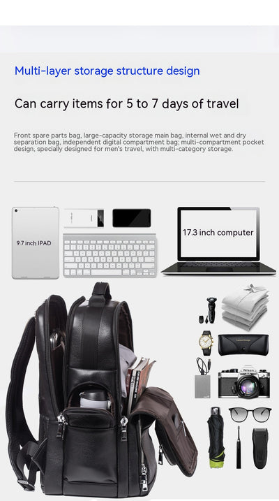Mochila de Viaje en Cuero Genuino para Hombre - Image 13
