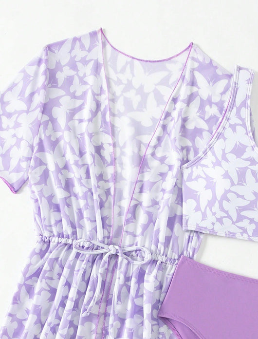 Traje de Baño Tres Piezas con Estampado Moderno - Image 17