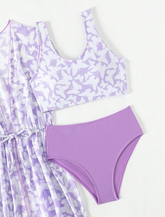 Traje de Baño Tres Piezas con Estampado Moderno - Image 18