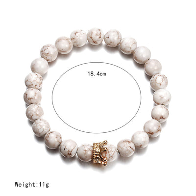 Pulsera de Piedra Volcánica con Circonitas y Corona de Moda Europea - Image 8