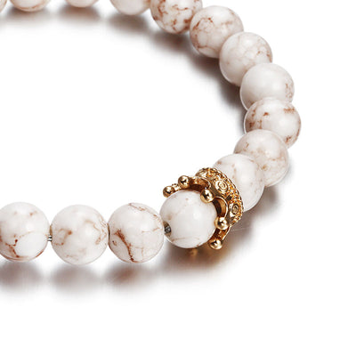 Pulsera de Piedra Volcánica con Circonitas y Corona de Moda Europea - Image 9