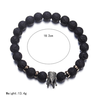 Pulsera de Piedra Volcánica con Circonitas y Corona de Moda Europea - Image 10