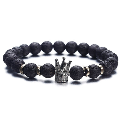 Pulsera de Piedra Volcánica con Circonitas y Corona de Moda Europea - Image 11