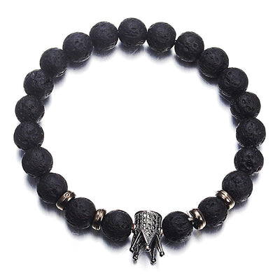 Pulsera de Piedra Volcánica con Circonitas y Corona de Moda Europea - Image 12