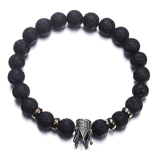 Pulsera de Piedra Volcánica con Circonitas y Corona de Moda Europea - Image 12