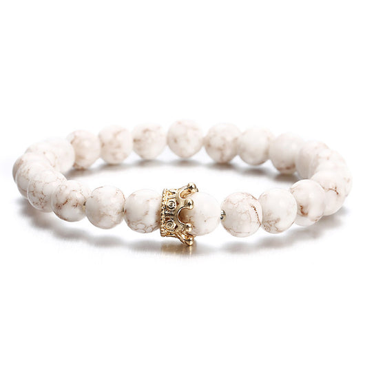 Pulsera de Piedra Volcánica con Circonitas y Corona de Moda Europea - Image 13