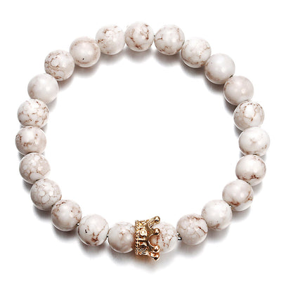 Pulsera de Piedra Volcánica con Circonitas y Corona de Moda Europea - Image 15