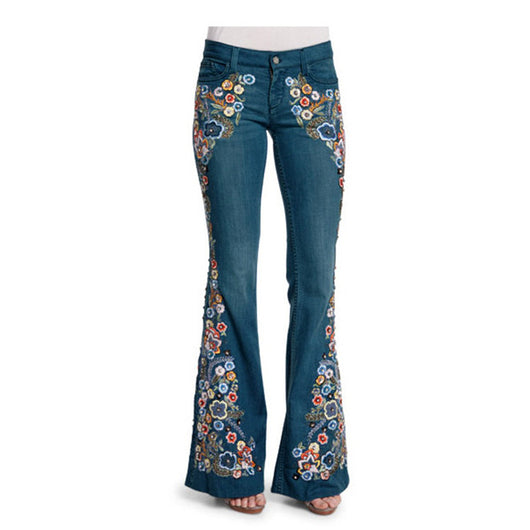 Pantalones Acampanados Slim Bordados con Efecto Reductor - Image 10