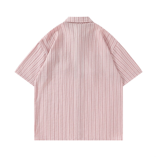 Camisa de Rayas Verticales Manga Corta para Hombre - Image 23