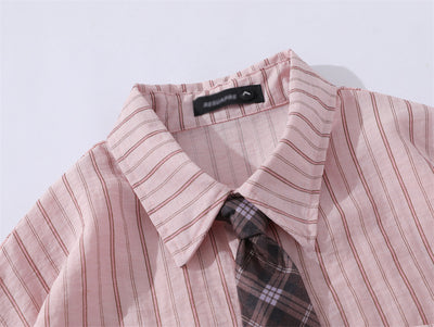Camisa de Rayas Verticales Manga Corta para Hombre - Image 26