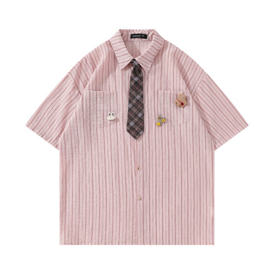 Camisa de Rayas Verticales Manga Corta para Hombre - Image 28