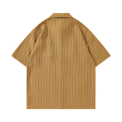 Camisa de Rayas Verticales Manga Corta para Hombre - Image 30