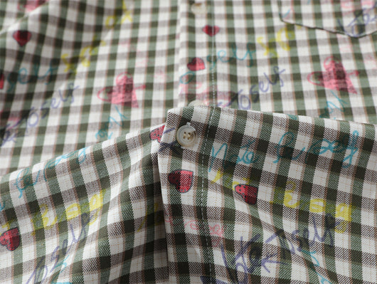 Camisa Suelta a Cuadros Manga Corta para Hombre - Image 28