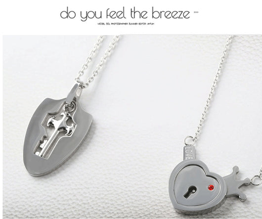 Conjunto de Joyas para Pareja de Acero de Titanio - Pulsera de Candado y Collar de Llave - Image 32