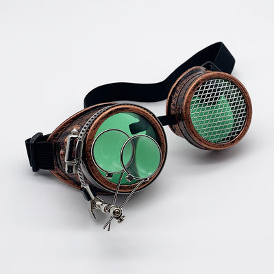 Gafas Steampunk Góticas con Lentes de Malla y Lupa Decorativa - Image 11