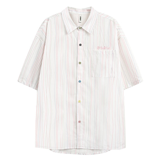 Camisa de Rayas Verticales Manga Corta para Hombre - Image 21