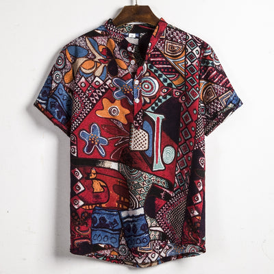 Camisa de Lino Manga Corta para Hombre - Image 55
