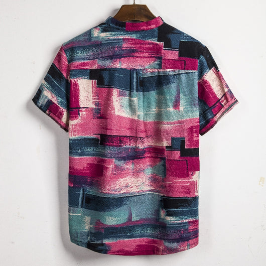 Camisa de Lino Manga Corta para Hombre - Image 62