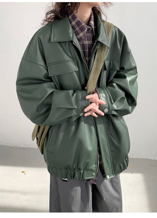 Chaqueta de Cuero Suelta Estilo Japonés para Primavera y Otoño - Image 12
