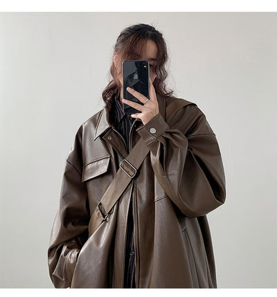 Chaqueta de Cuero Suelta Estilo Japonés para Primavera y Otoño - Image 13