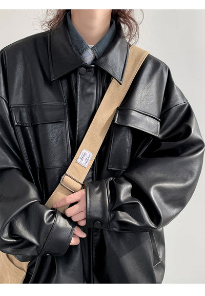 Chaqueta de Cuero Suelta Estilo Japonés para Primavera y Otoño - Image 14