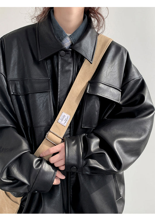 Chaqueta de Cuero Suelta Estilo Japonés para Primavera y Otoño - Image 14