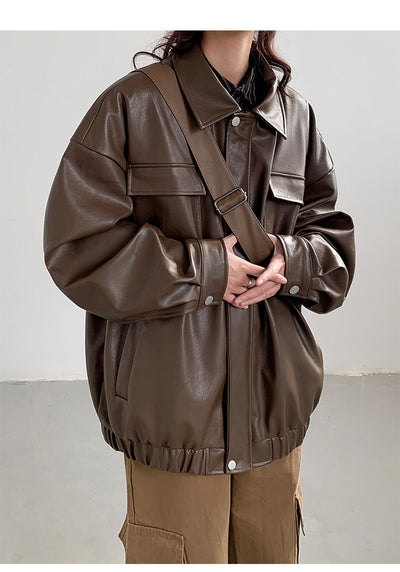 Chaqueta de Cuero Suelta Estilo Japonés para Primavera y Otoño - Image 15